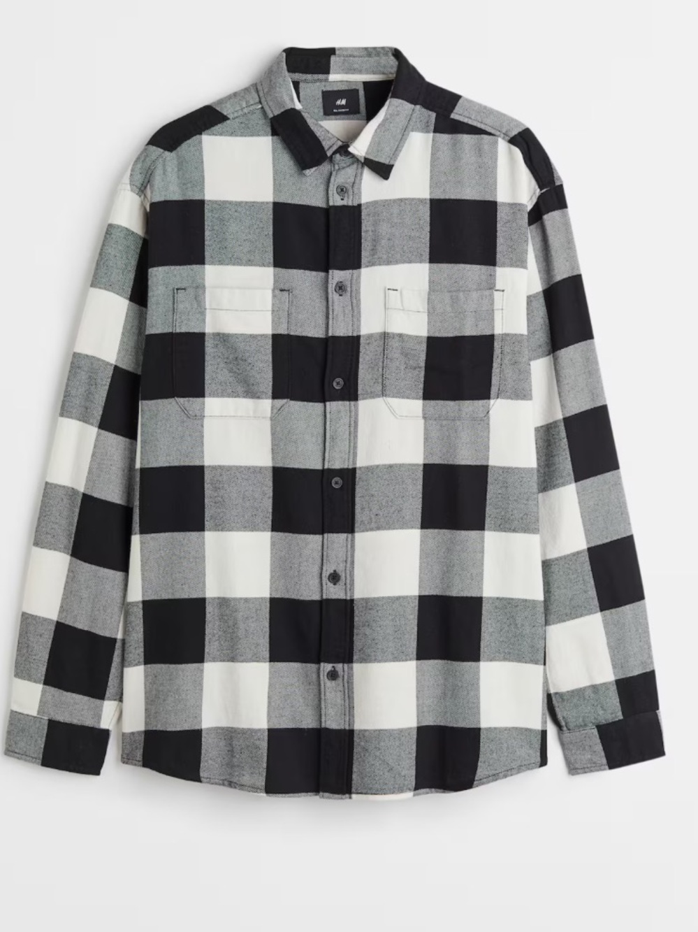 H&M Black and White Buffalo Check Button-Down Shirt